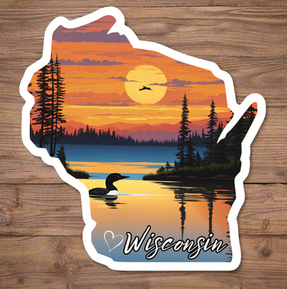 WI Sunset Loon Sticker