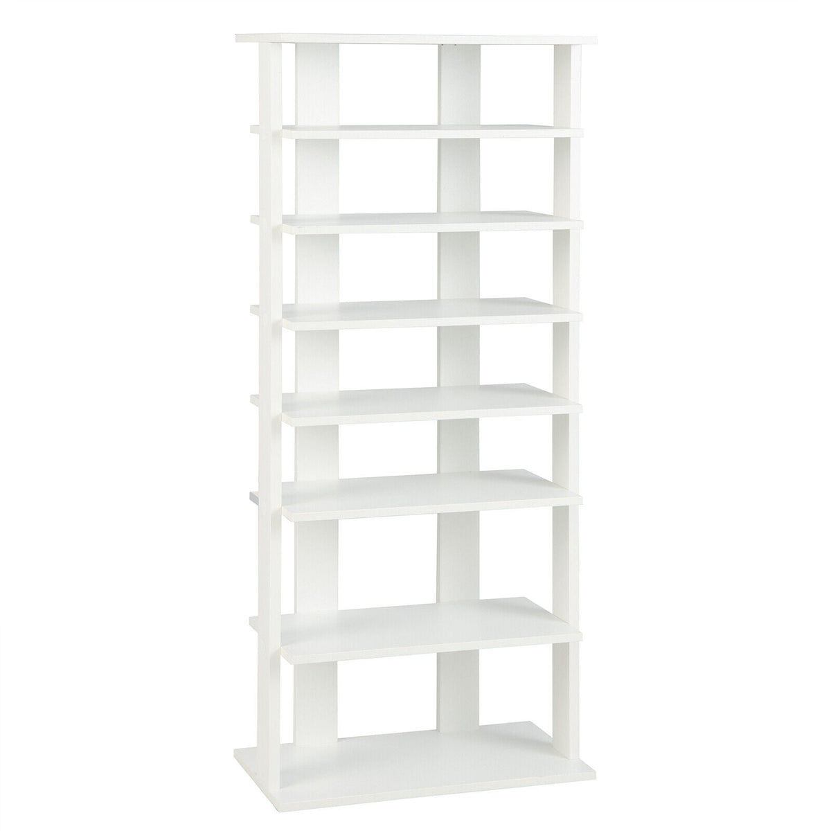 7-Tier Dual Shoe Rack Free Standing Shelves Storage Shelves Concise-Black