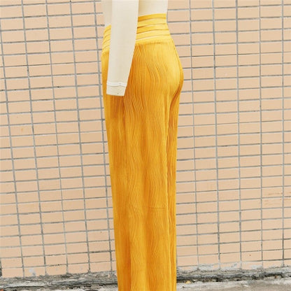Solid Color Jacquard Stretch Bootcut Pants