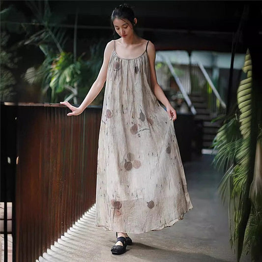 Floral Print Loose Fit Camisole Dress
