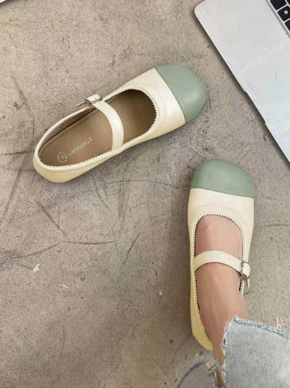 Leisure Fashion Contrast Color Split-Joint Flat Heel Loafer Shoes