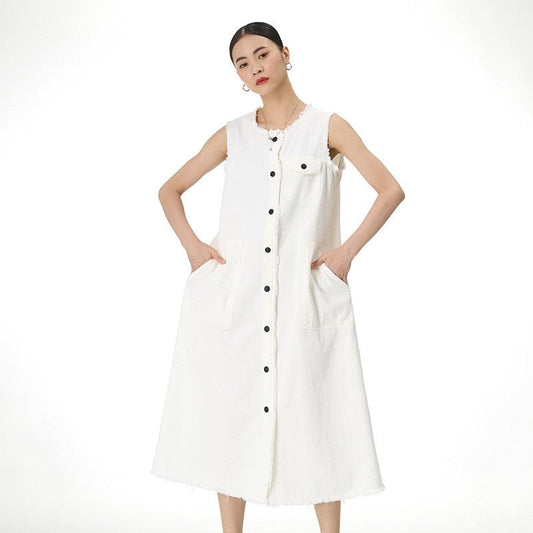 Long Sleeveless Cardigan Vest Dress