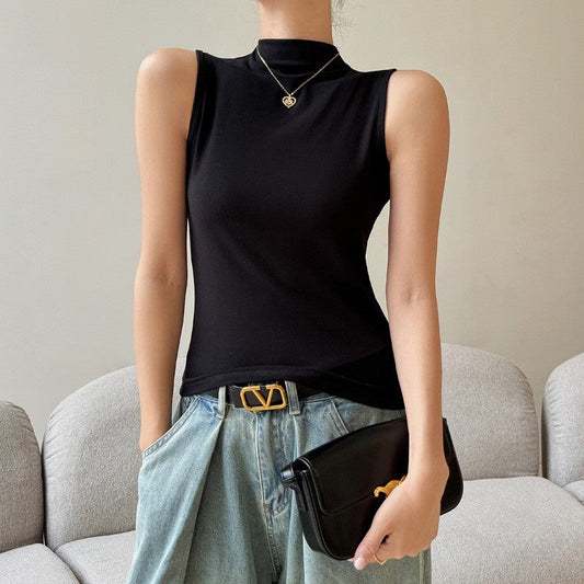 French Round Neck Solid Color Camisole