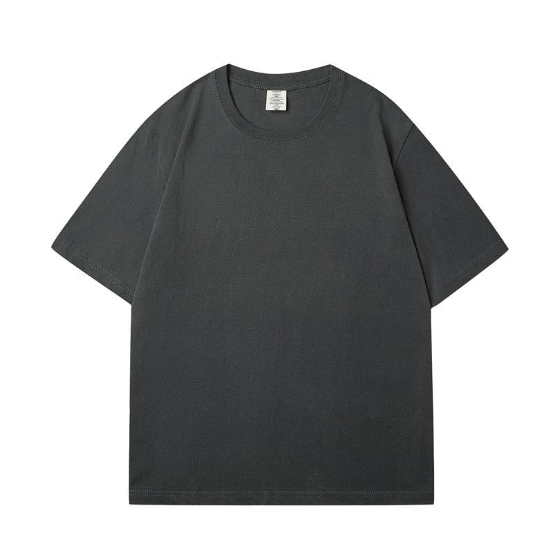 Solid Color Unisex Round Neck T-Shirt with Small Neckline
