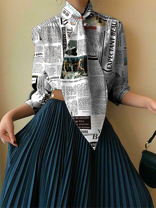 Stand Out in Style with Long Sleeve Loose Fit Letter Print Blouses & Shirts