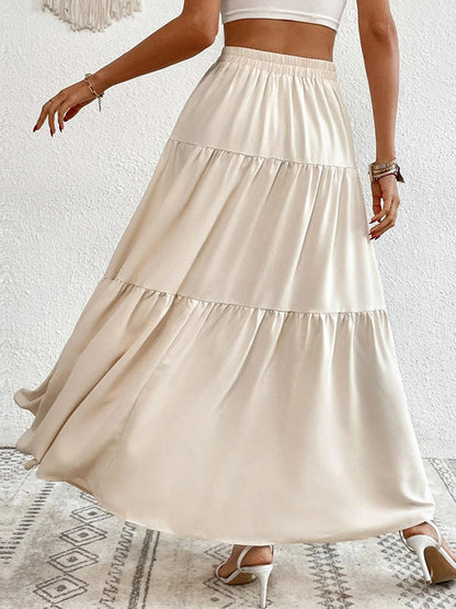 Loose Buttoned Pleated Split-Joint Skirts Bottoms
