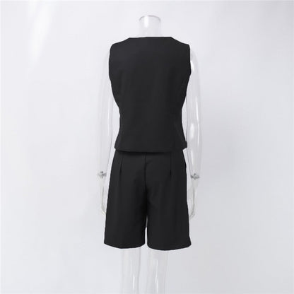 Straight-Cut Suit Vest and Shorts Set