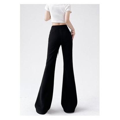 Flared Sports Pants with Elastic Waistband in Solid Color
