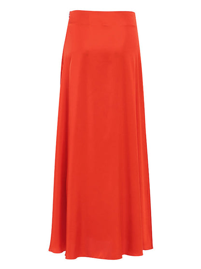 A-Line High Waisted Solid Color Zipper Skirts Bottoms