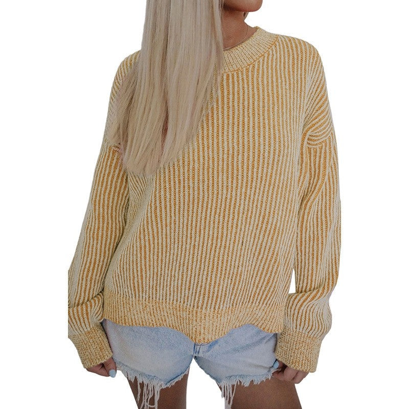 Striped Thickened Turtleneck Long Sleeve Sweater