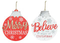 Christmas Believe/Merry Wooden Ornament Hanger - 2 Assorted