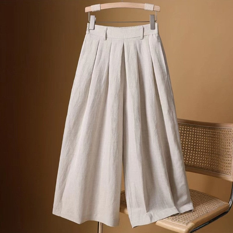 Sleek High-Waisted Wide-Leg Cropped Trousers