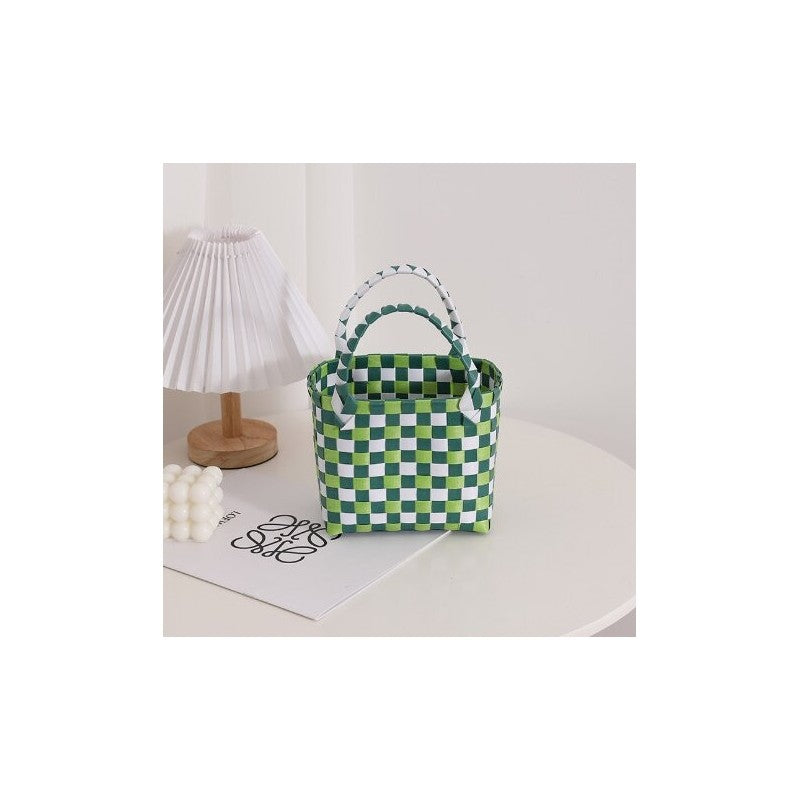 Colorful Cartoon Square Handwoven Basket Bag