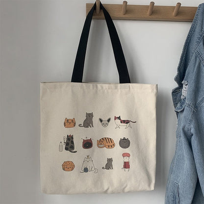 Literary Canvas Bag with Large Capacity and Single Shoulder Design
