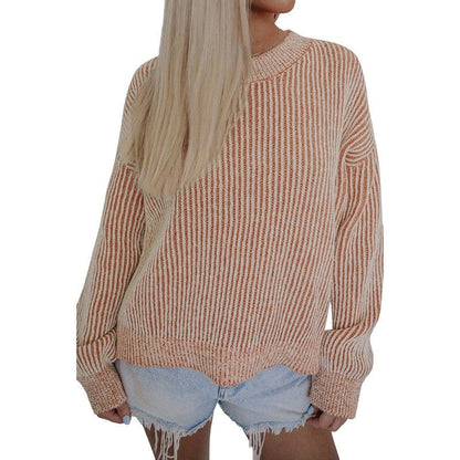 Striped Thickened Turtleneck Long Sleeve Sweater