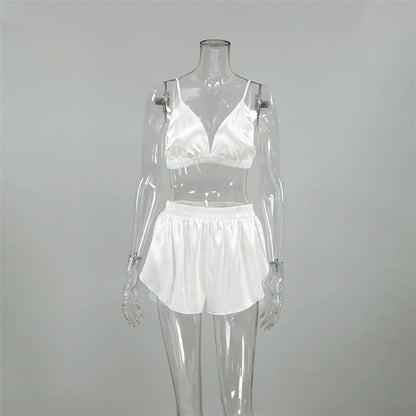 Two-Piece Camisole Top and Slit Shorts Lounge Set
