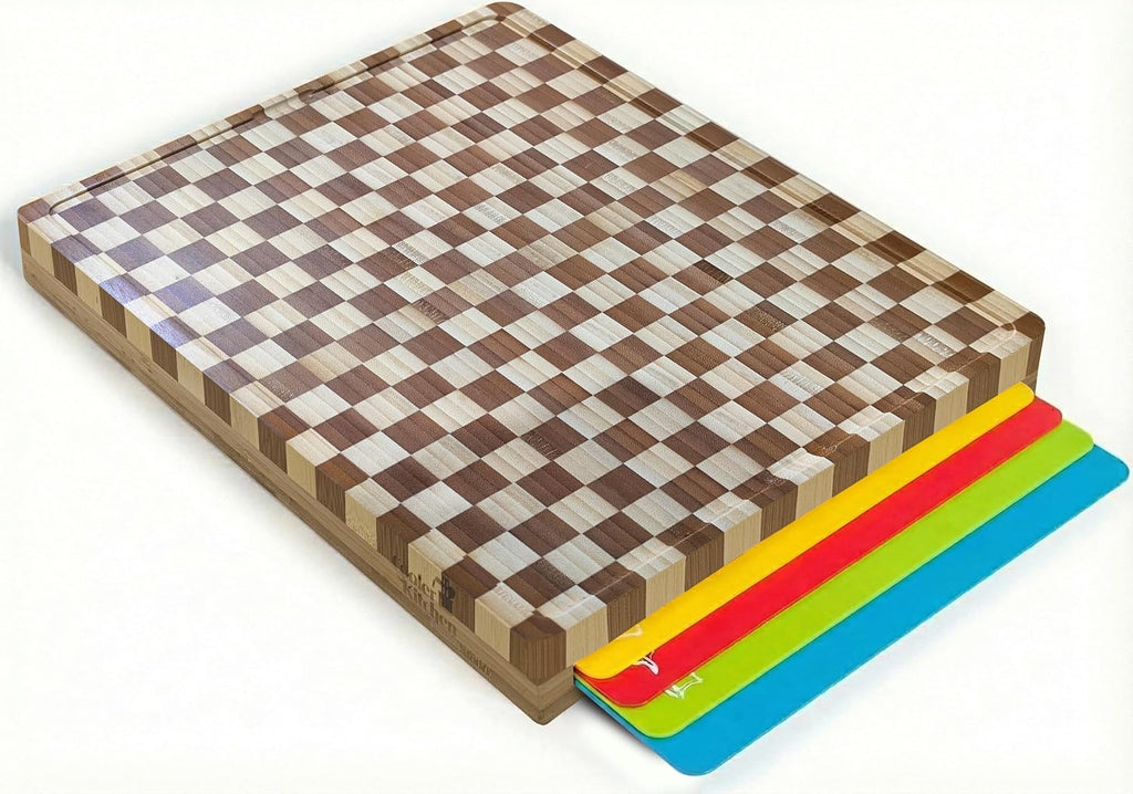 Bamboo Cutting Board Set with Holder & 6 Mats