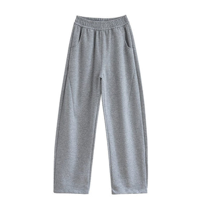 Casual Loose Sweatpants with Solid Color and Elastic Waist