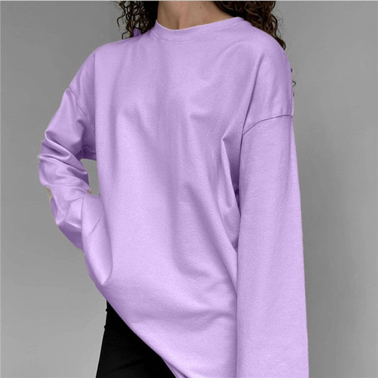 Relaxed Fit Solid Long Sleeve Tee