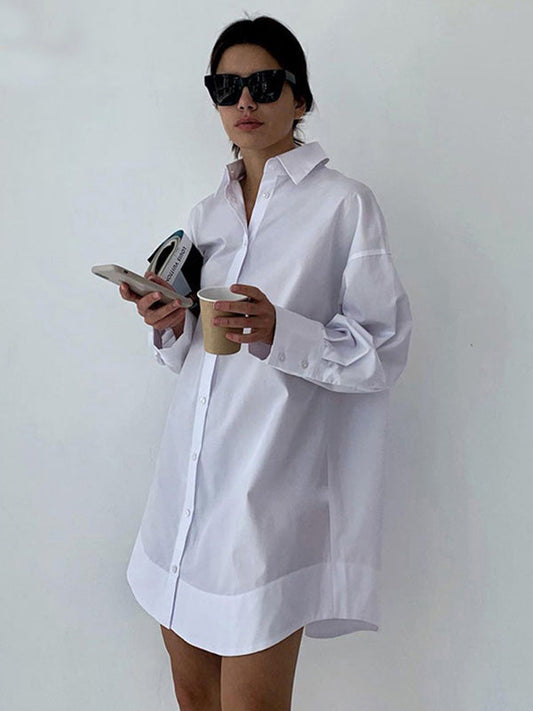 Casual Chic Oversized Long Sleeve Shirt Dress