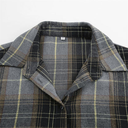 Relaxed Fit Plaid Long Sleeve Shirt