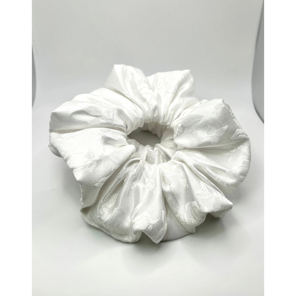 White Leaf Satin Scrunchie