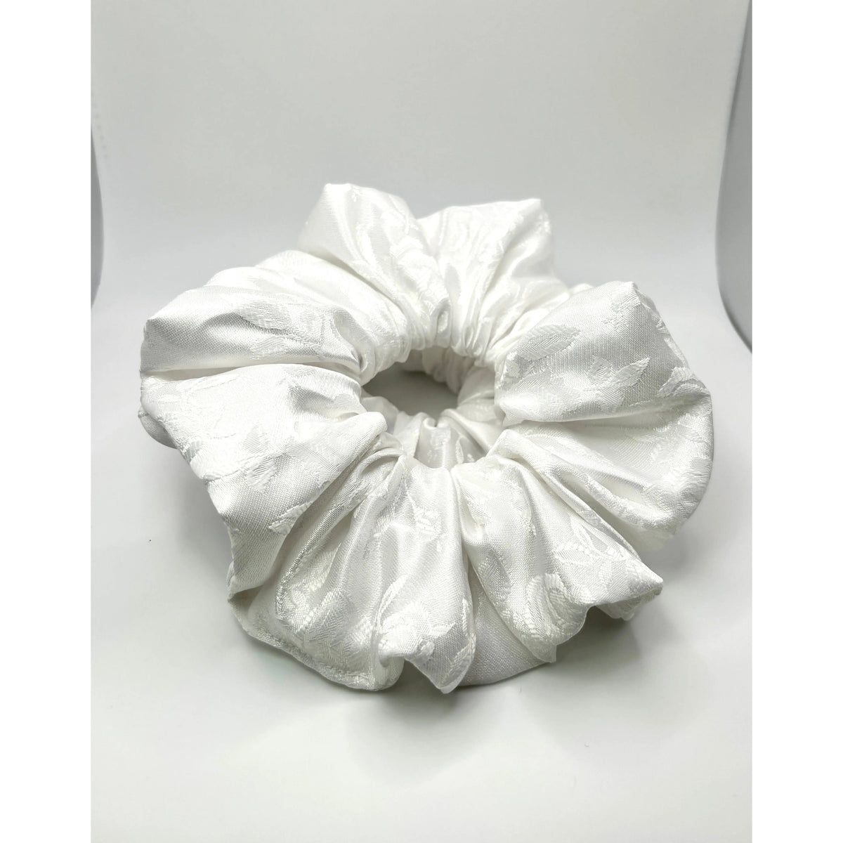 White Leaf Satin Scrunchie