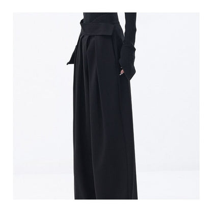 Draped Blazer and Wide-Leg Black Pants