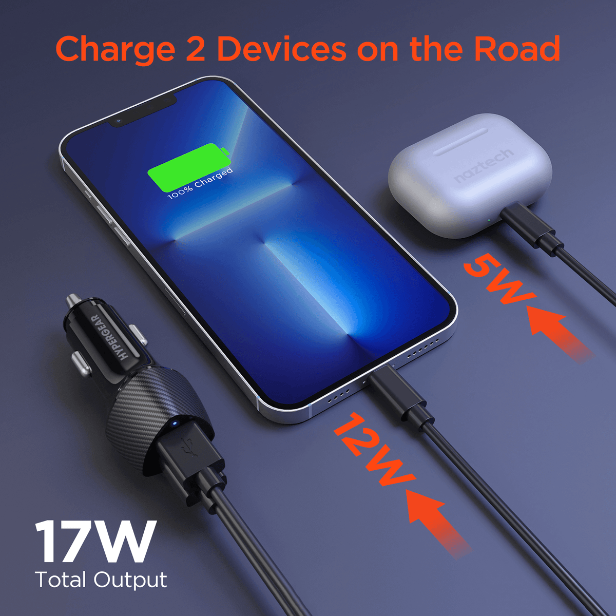 HyperGear SpeedBoost 12W USB + 5W USB Car Charger