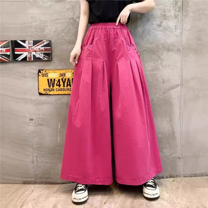 Loose High Waist Straight-Leg Pants In Solid Color