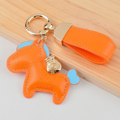 Cute Pony Shaped Leather Keychain Pendant