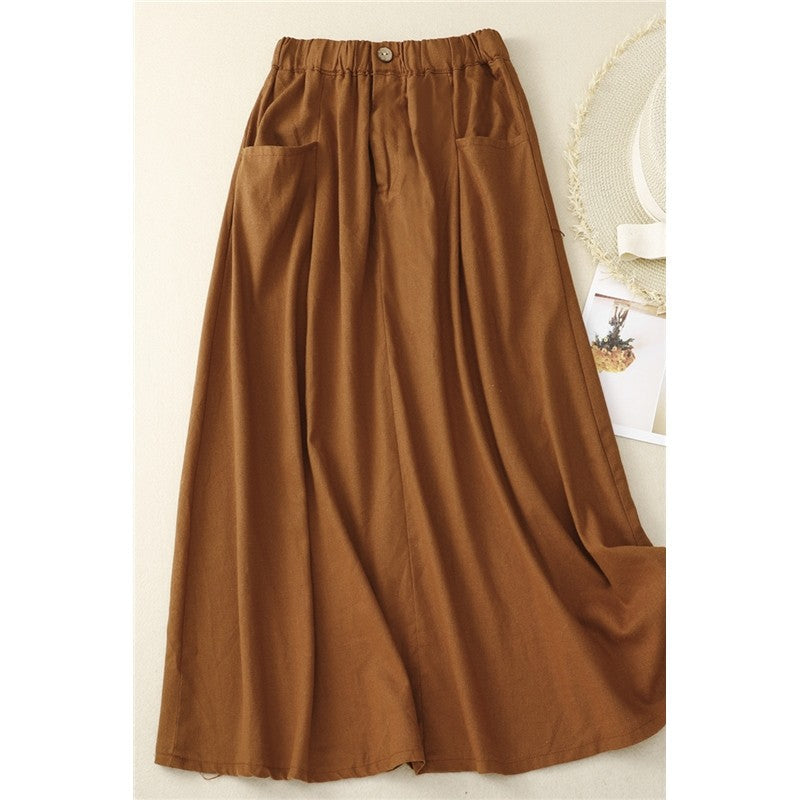 Elastic Waist A-Line Midi Skirt for a Slimming Look