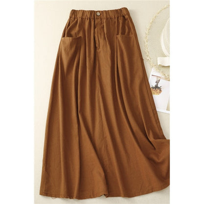 Elastic Waist A-Line Midi Skirt for a Slimming Look