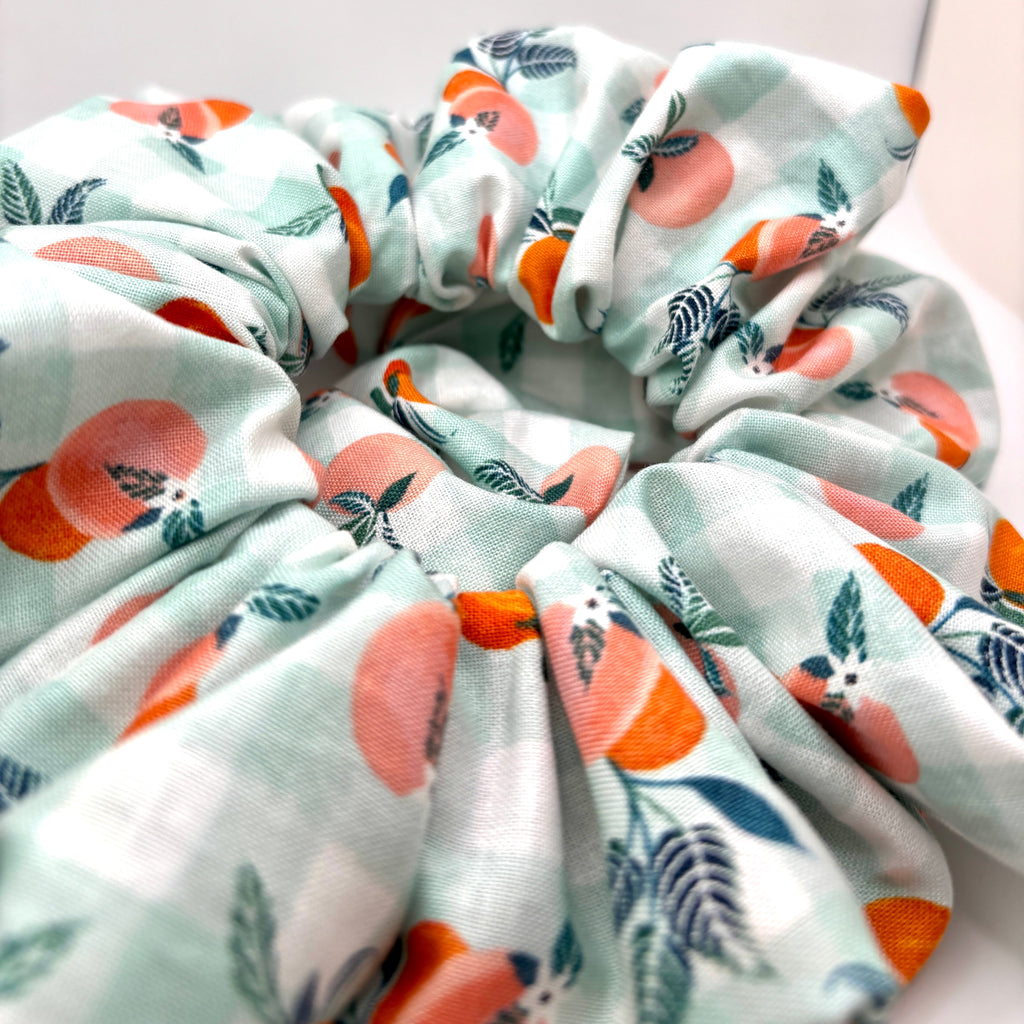Peach Gingham Summer Scrunchie