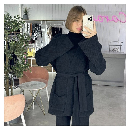 Cozy Cardigan and Matching Trousers Ensemble