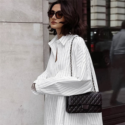 Striped Shirt Dress with Versatile Long Sleeves