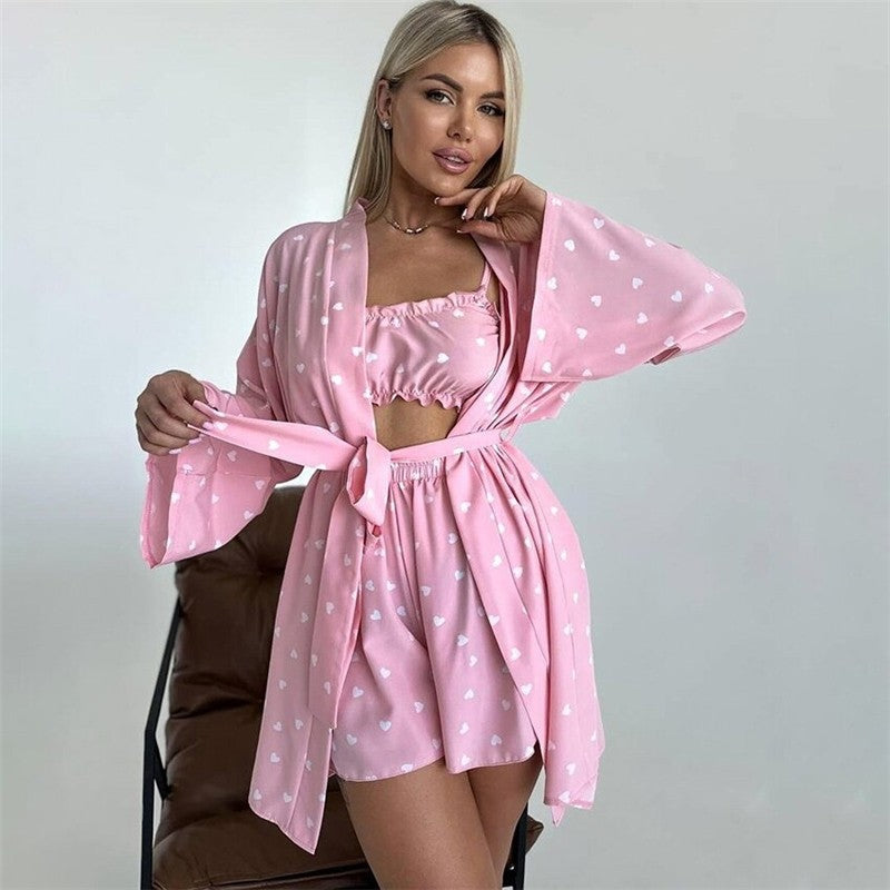 Cozy Sleepwear Set: Robe, Pyjamas, Underwear, and Shorts