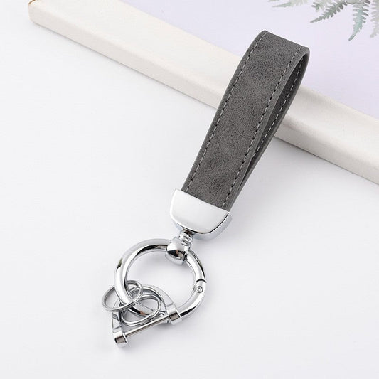 Leather Keychain with Metal Accent: Solid Color
