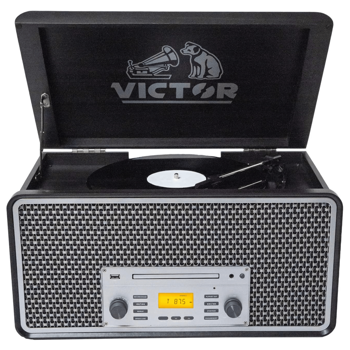 Victor Monument 8-in-1 Wood Music Center Graphite - Refurbished