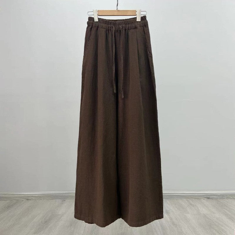 Elegant Tie-Waist Wide-Leg Pants in Solid Color