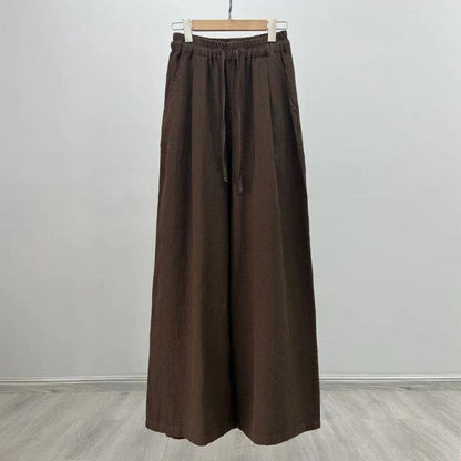 Elegant Tie-Waist Wide-Leg Pants in Solid Color