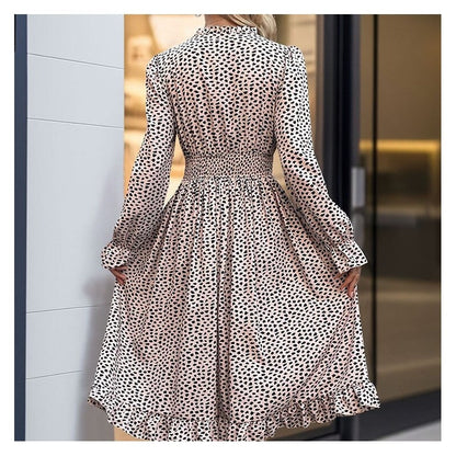 Leopard Print Long Sleeve Dress - Trendy and Chic