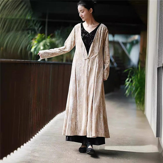 Single-Breasted Velvet Cardigan with Printed Pattern