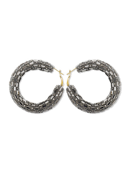 Geometric Rhine Stones Drop Earrings