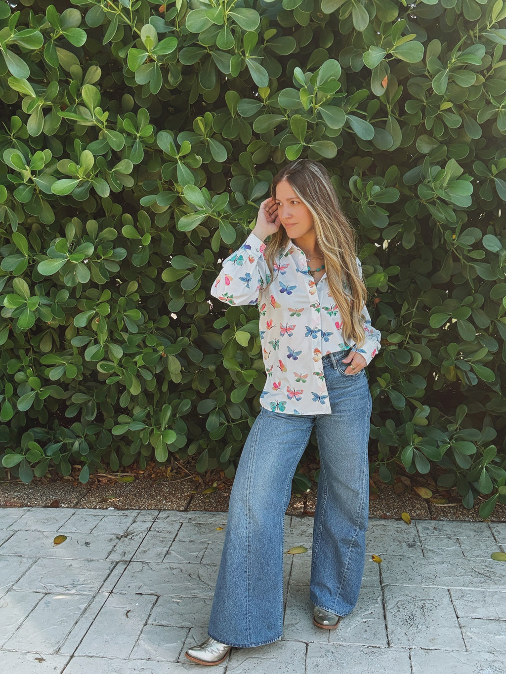 Eyes Without a Face Butterfly Button Up Blouse