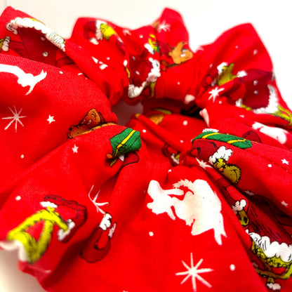 Red Grinch & Max Christmas Scrunchie