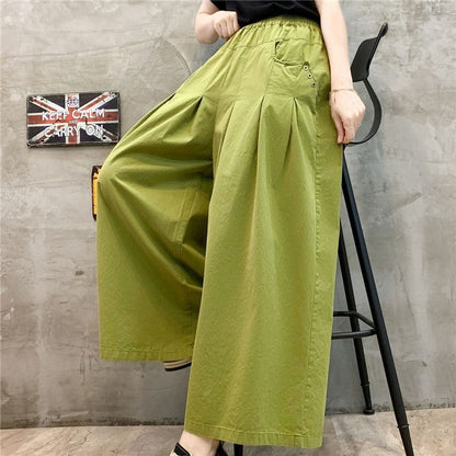 Loose High Waist Straight-Leg Pants In Solid Color