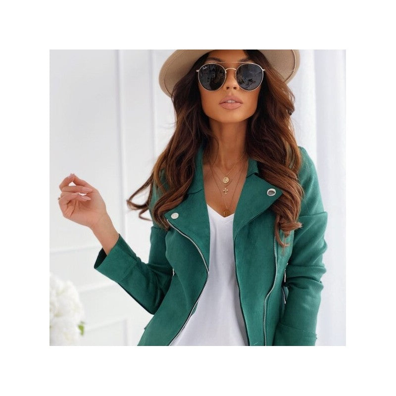 Leather Zipper Button Short Slim Fit Jacket