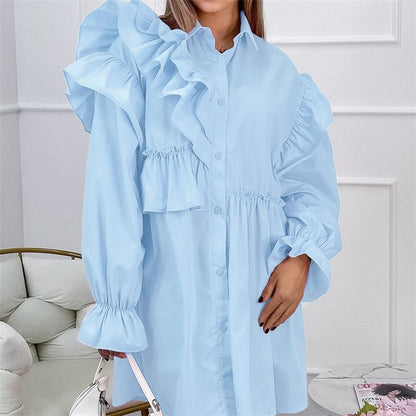 Casual Chic Relaxed Fit Long Sleeve Shirt Dress