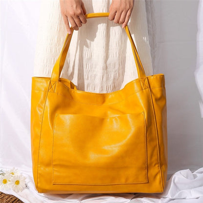 Leather Shoulder Bag with Front Pocket